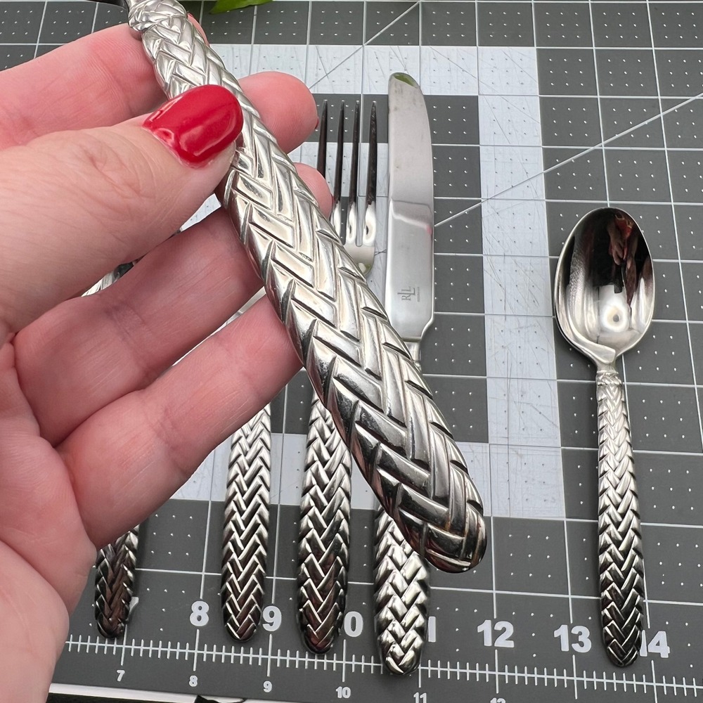 Ralph Lauren Equestrian Braid Flatware 10pc Set 2 Place Settings Vintage 1991 - Picture 4 of 8